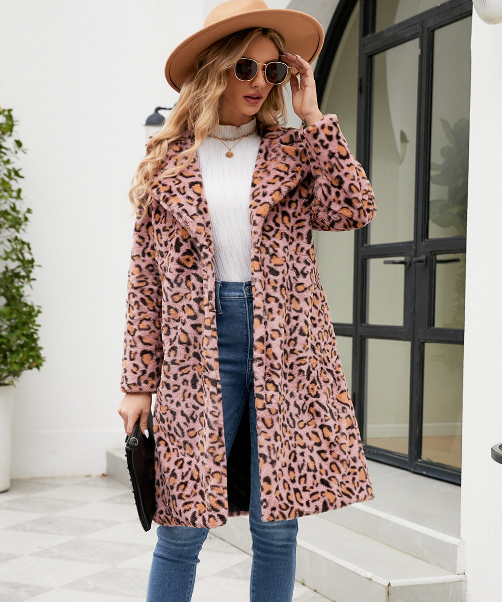 Manteau de luxe en fausse fourrure pour femmes motif léopard Berg-Feldt