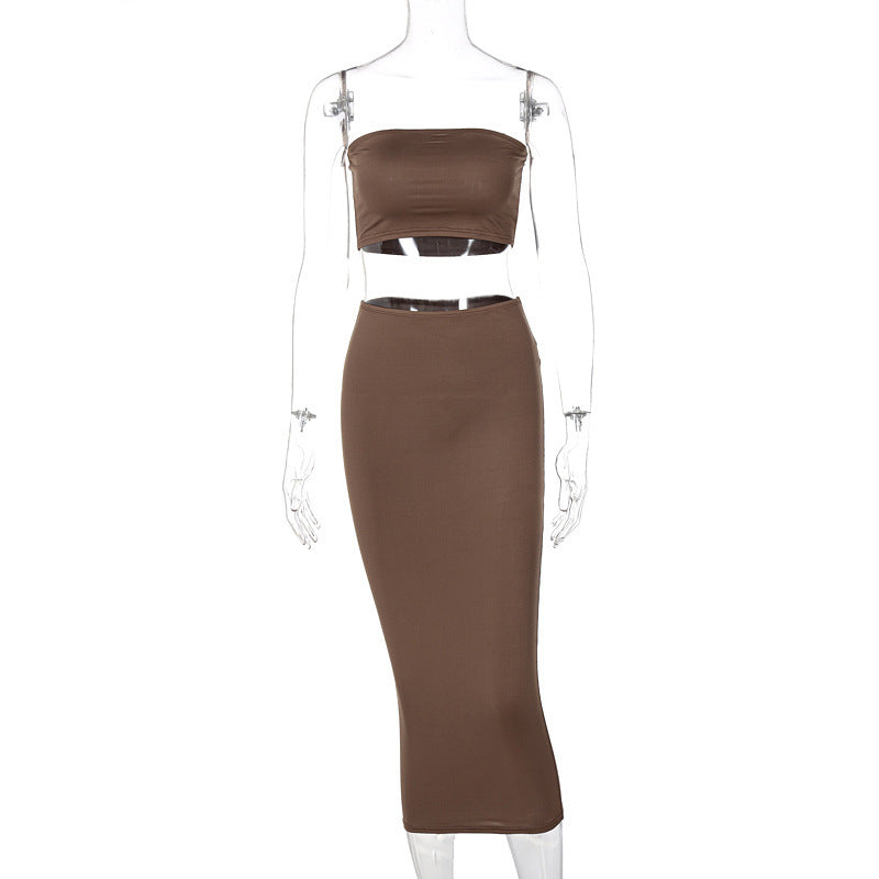 Figurbetontes Damen-Set: Cropped Top und Midi-Rock von berg-feldt