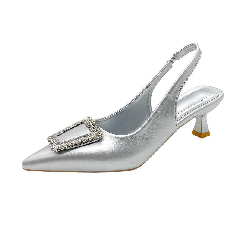 Elegante Slingback Pumps mit Spitzzeh und Strassschnalle von berg-feldt