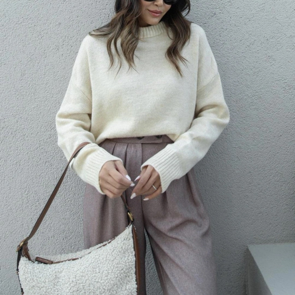 Pull-over femme oversize tendance col montant Berg-Feldt