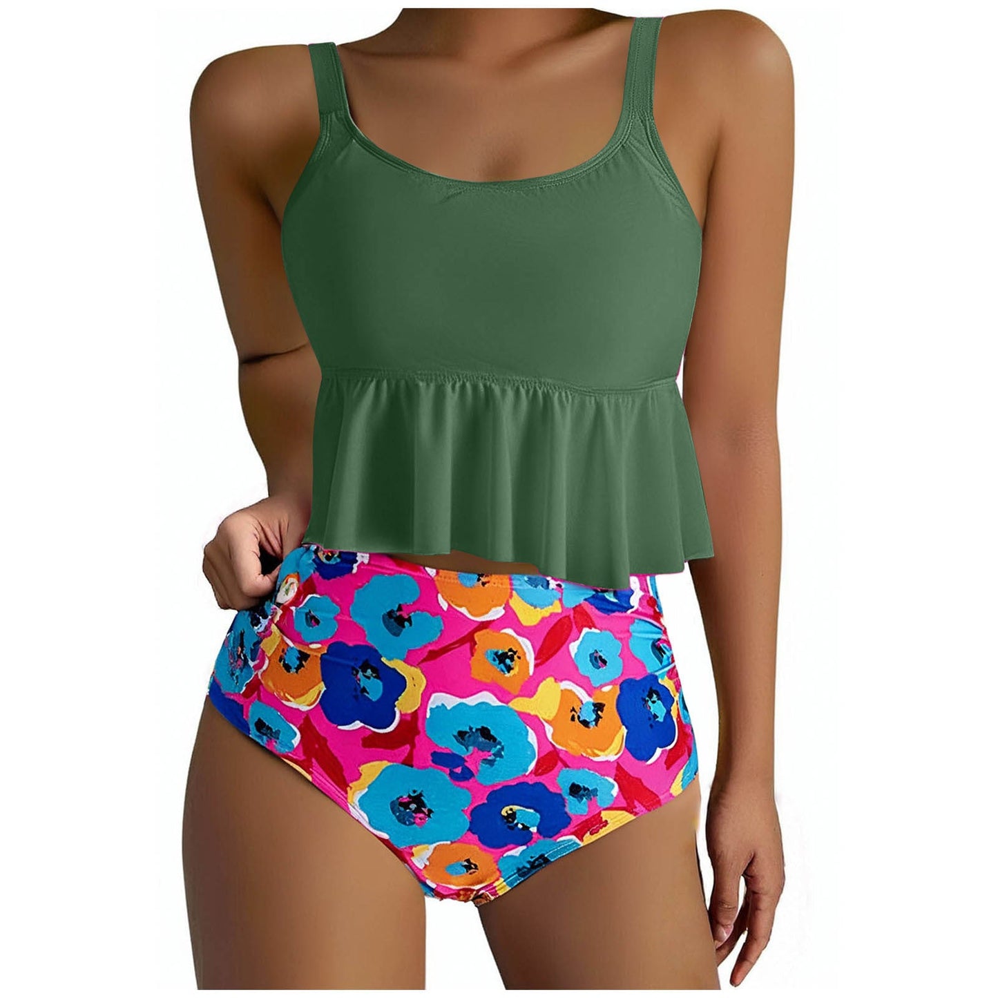 Haut à basque élégant pour femme et bikini taille haute à fleurs par Berg-Feldt