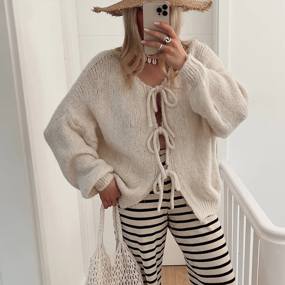 Dames Cardigan en maille douillette avec liens décoratifs Berg-Feldt