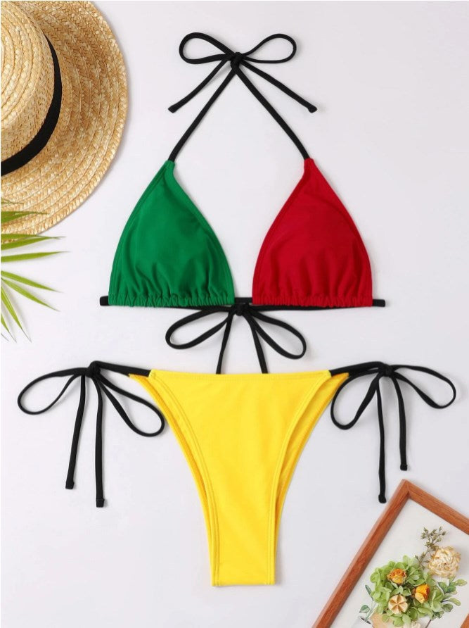 Ensemble de bikini triangle avec bretelles réglables et dégradé dynamique