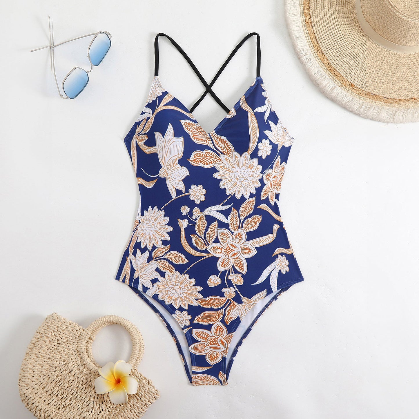Maillot de bain femme Berg-feldt à motif floral et dos croisé