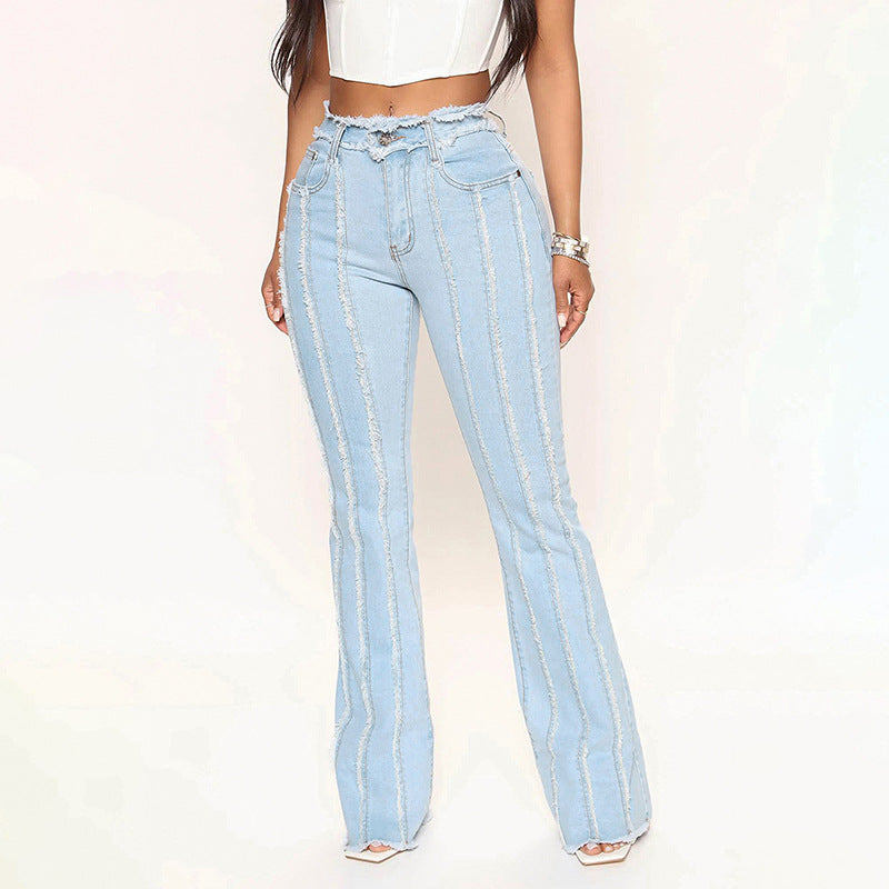 Frauen Jeans mit Schlag und senkrechten Streifen von berg-feldt