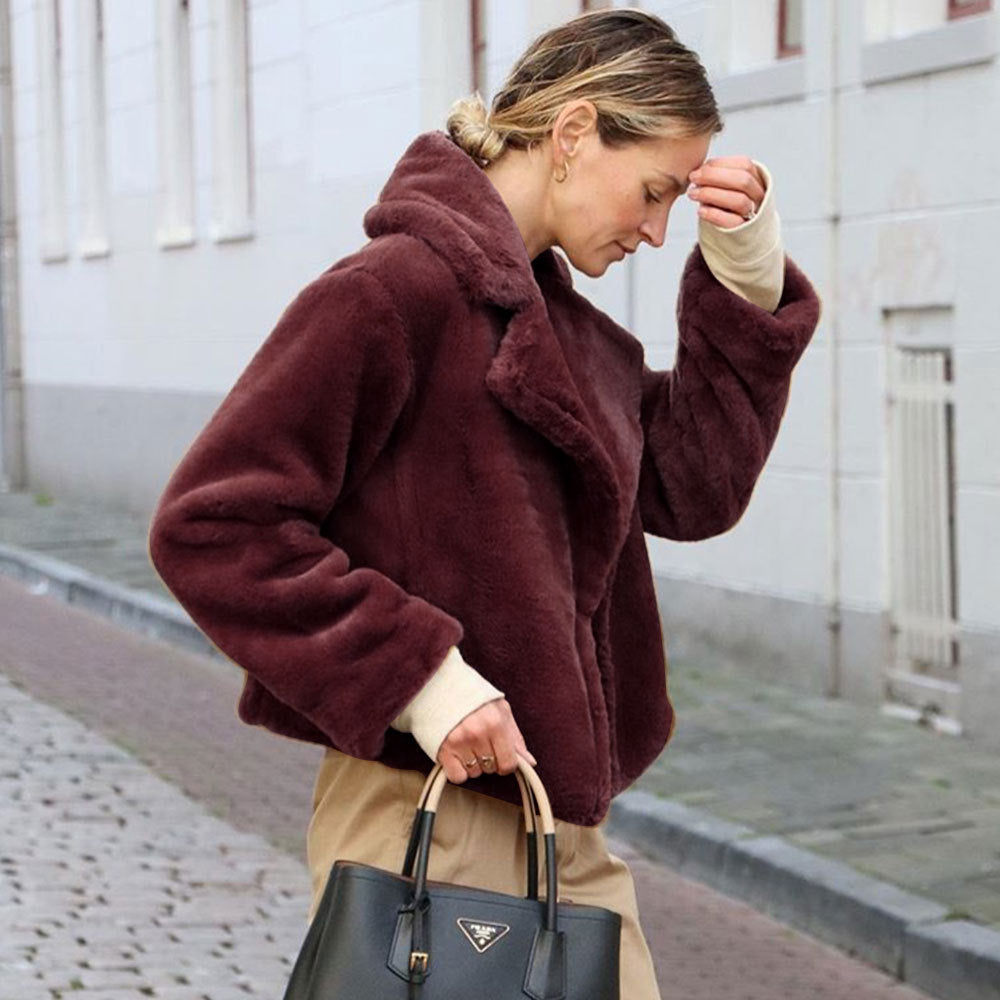 Veste en polaire douillette pour femme avec col à revers et couture latérale Berg-Feldt