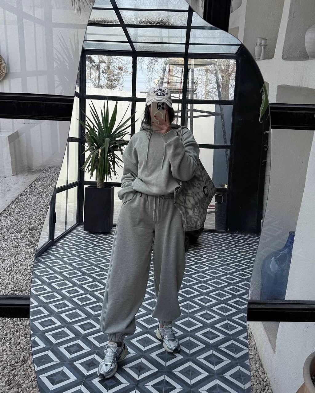 Survêtement de jogging oversized décontracté pour femme, motif montagne-champ