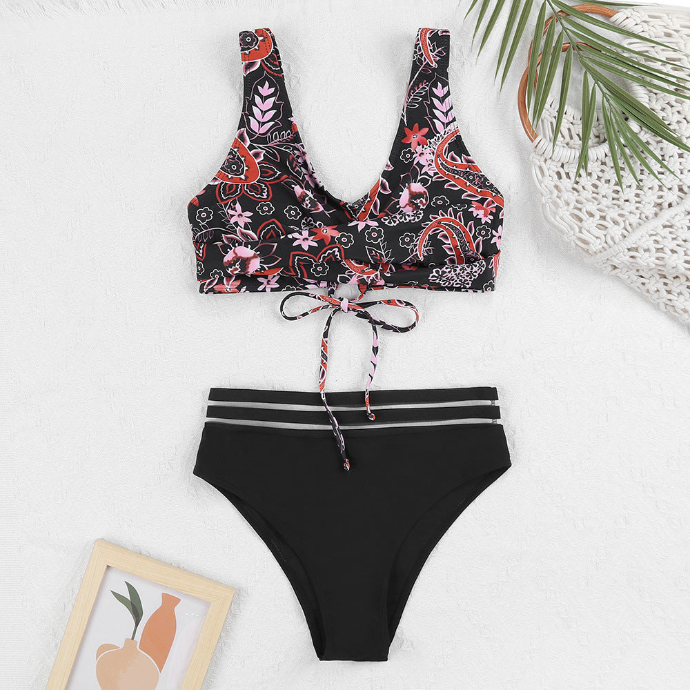 Ensemble bikini berg-feldt pour femme avec haut fleuri et taille haute