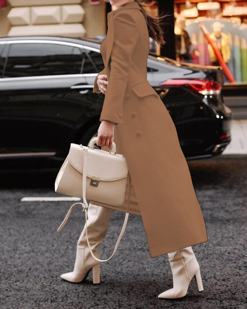 Berg-Feldt | Langer Mantel - Taillierte Passform - Wollstruktur - Eleganter Kragen - Formeller Look