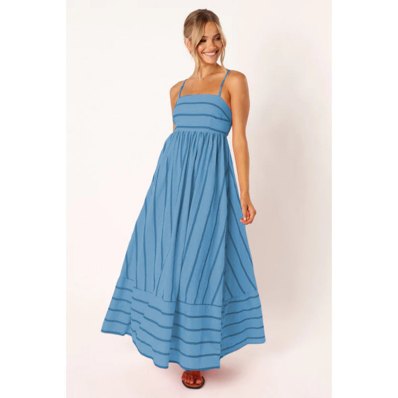 Robe longue femme à fines rayures et taille élastique Berg-Feldt