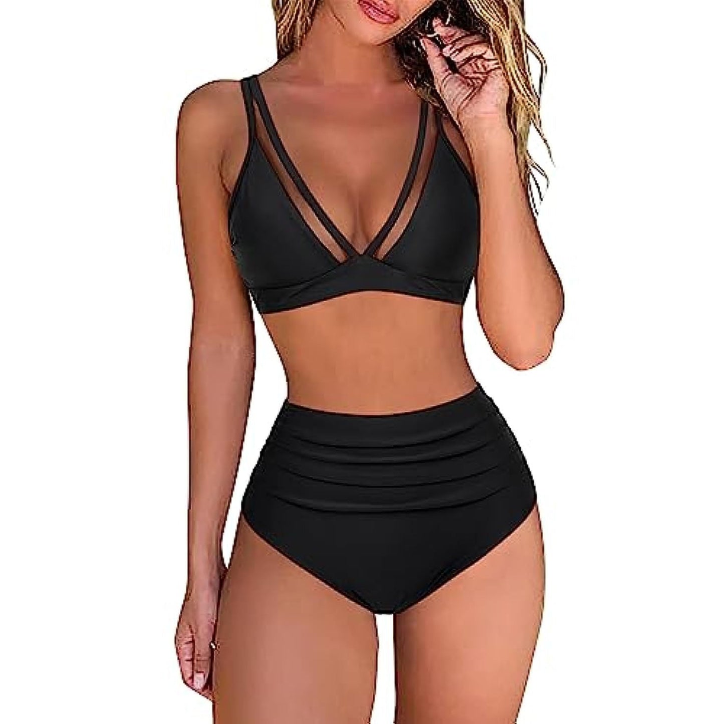 Maillot de bain deux pièces Berg-Feldt pour femme avec imprimé léopard et détails transparents