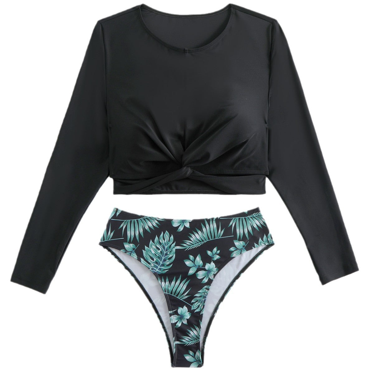 Ensemble bikini taille haute et haut court à manches longues Berg-Feldt pour femme