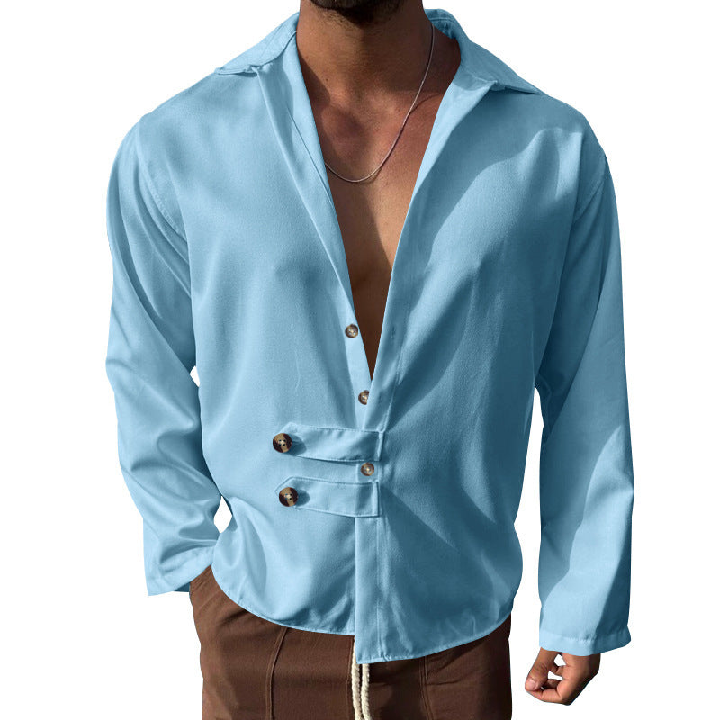 Herren Elegantes Hemd mit innovativem Knopfdesign und tiefem V-Ausschnitt Berg-Feldt