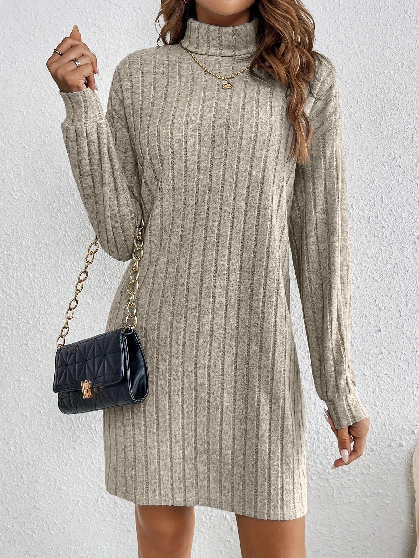 Robe en maille côtelée à col montant pour femme Berg-Feldt