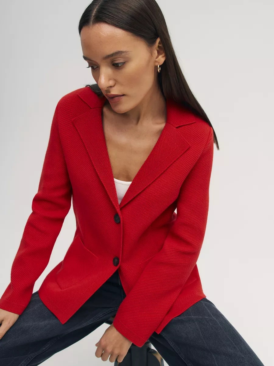 Elegante Damenblazerjacke mit Struktur, Revers und Taschen von berg-feldt