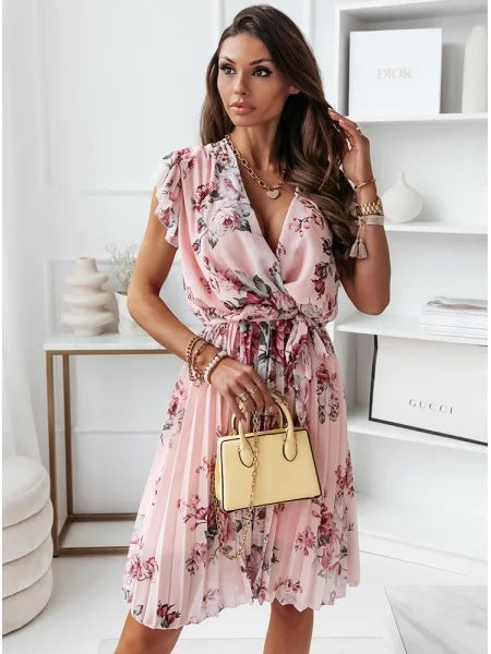 Elegantes Wickelkleid für Damen mit Blumenmuster und Rüschen von berg-feldt
