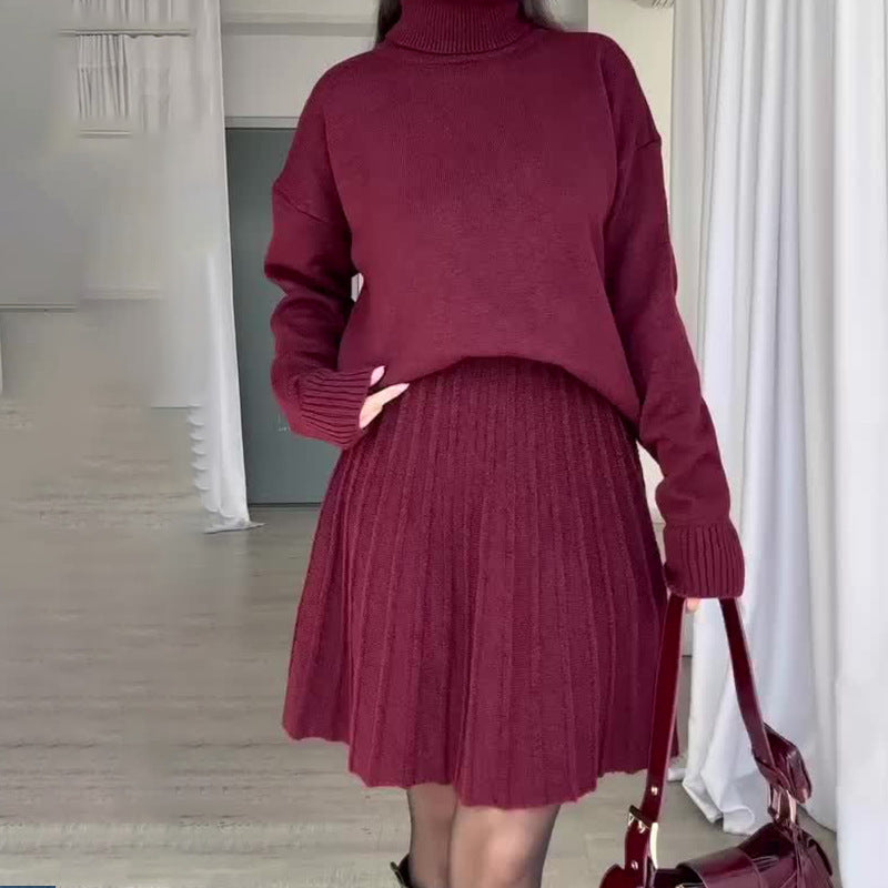 Ensemble élégant en tricot pour femme avec col roulé et jupe fluide Berg-Feldt