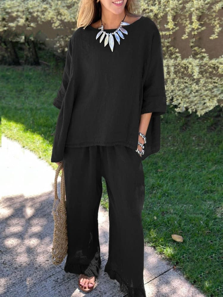 Ensemble de détente pour femme avec pantalon large et haut décontracté par berg-feldt