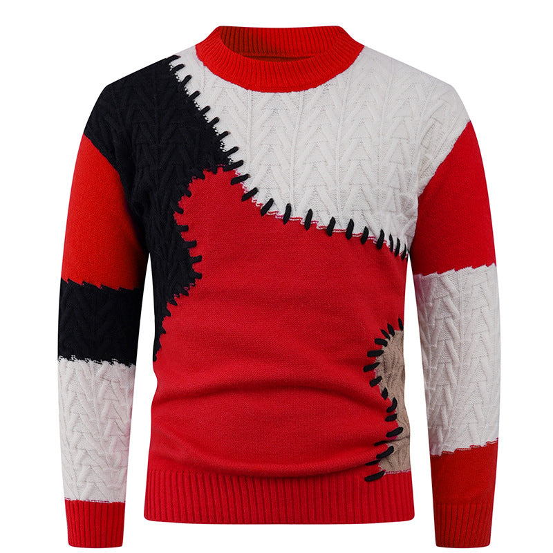 Pull en tricot tendance pour homme avec motif patchwork créatif Berg-Feldt