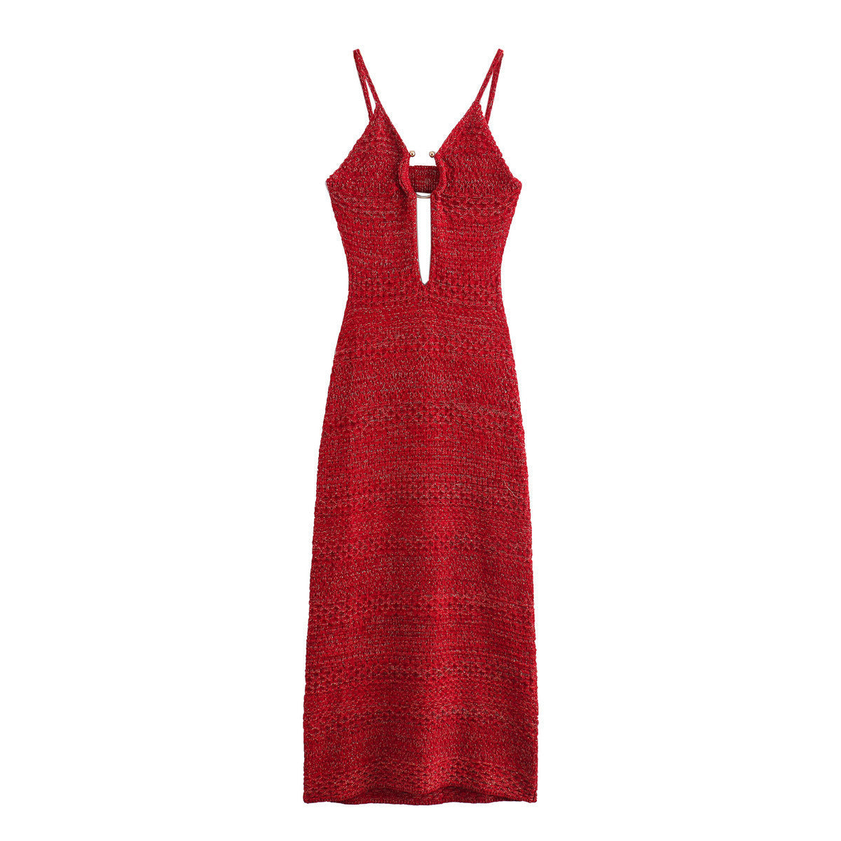 Robe mi-longue en maille pour femme avec décolleté plongeant et bretelles réglables, par berg-feldt