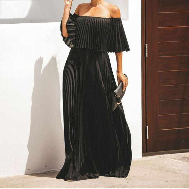 Robe longue femme Berg-Feldt plissée asymétrique et épaules dénudées