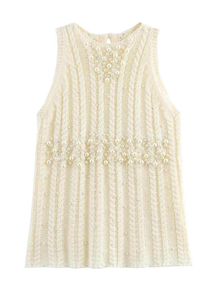 Débardeur en maille texturée orné de perles Berg-Feldt pour femme