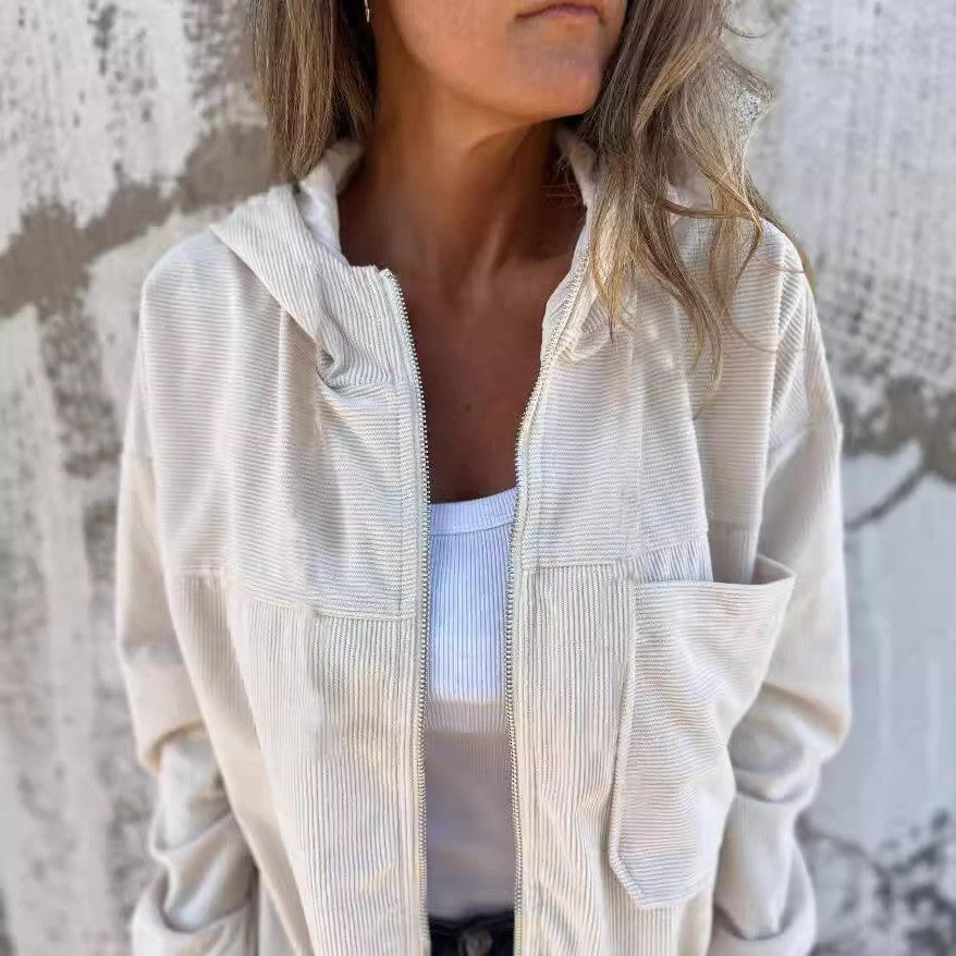 Veste décontractée en velours côtelé pour femme avec poches pratiques et fermeture éclair élégante Berg-Feldt