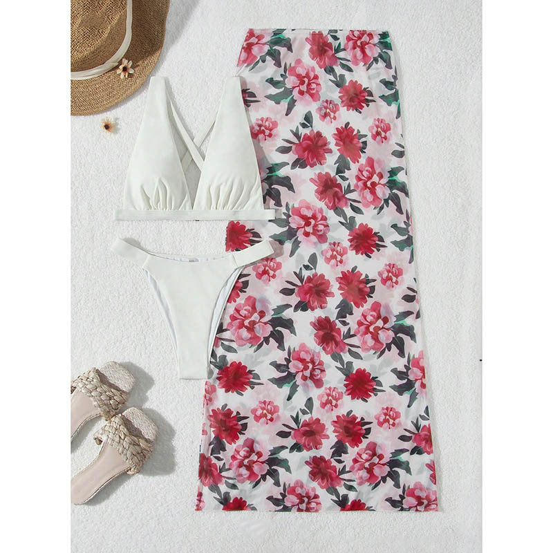 Elegantes Damen Bikini-Set mit Wickelrock und Blumenmuster von berg-feldt