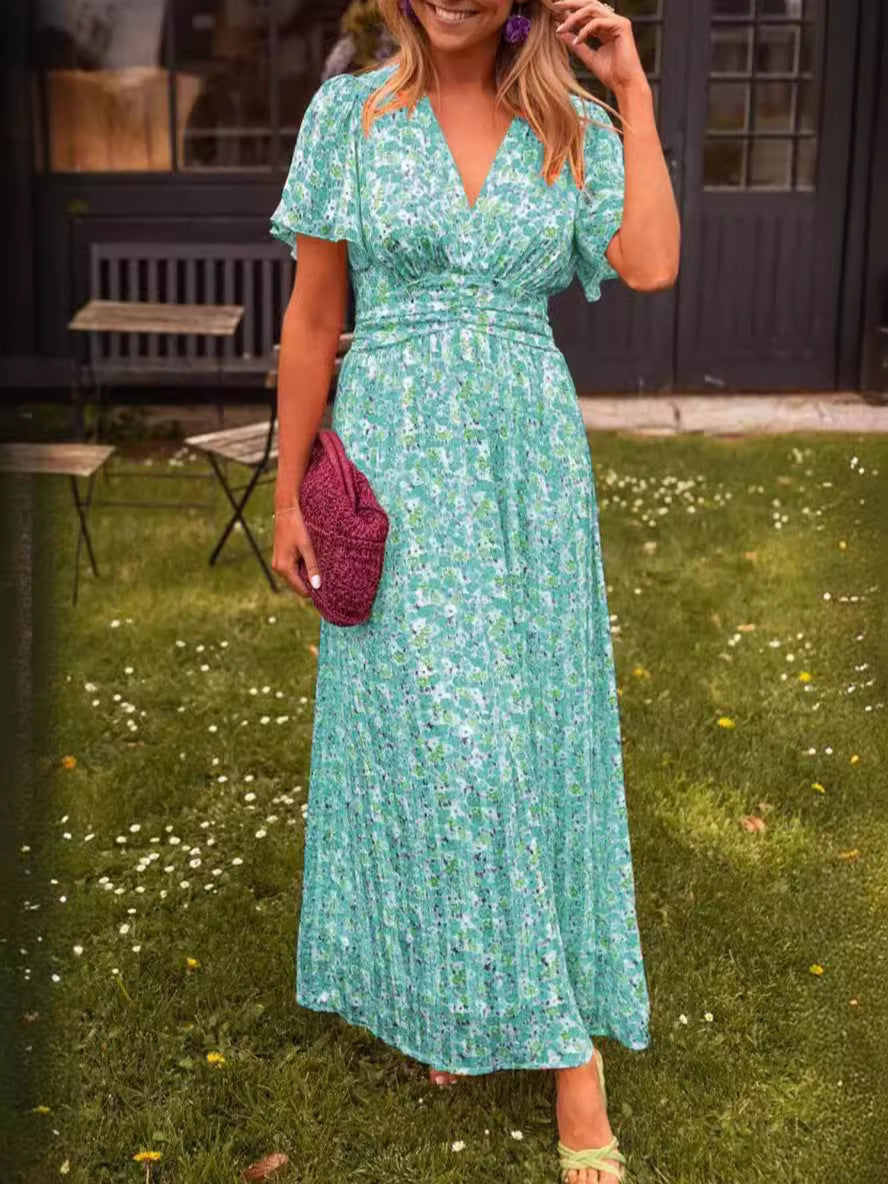 Robe longue pour femme avec col en V et jupe fluide de berg-feldt