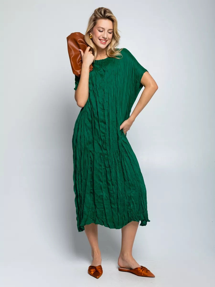 Robe mi-longue plissée décontractée pour femme à manches courtes de berg-feldt