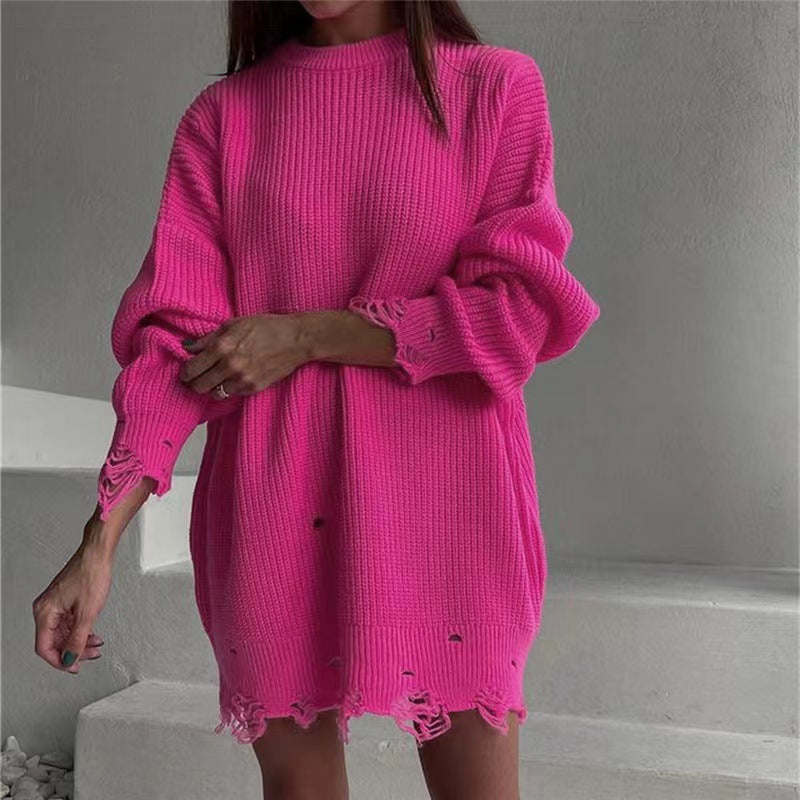 Robe tricotée grosse jauge pour femme, coupe décontractée et détails tendance Berg-Feldt