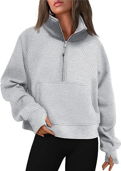 Pull-over douillet demi-zippé à capuche et poche kangourou Berg-Feldt pour femme