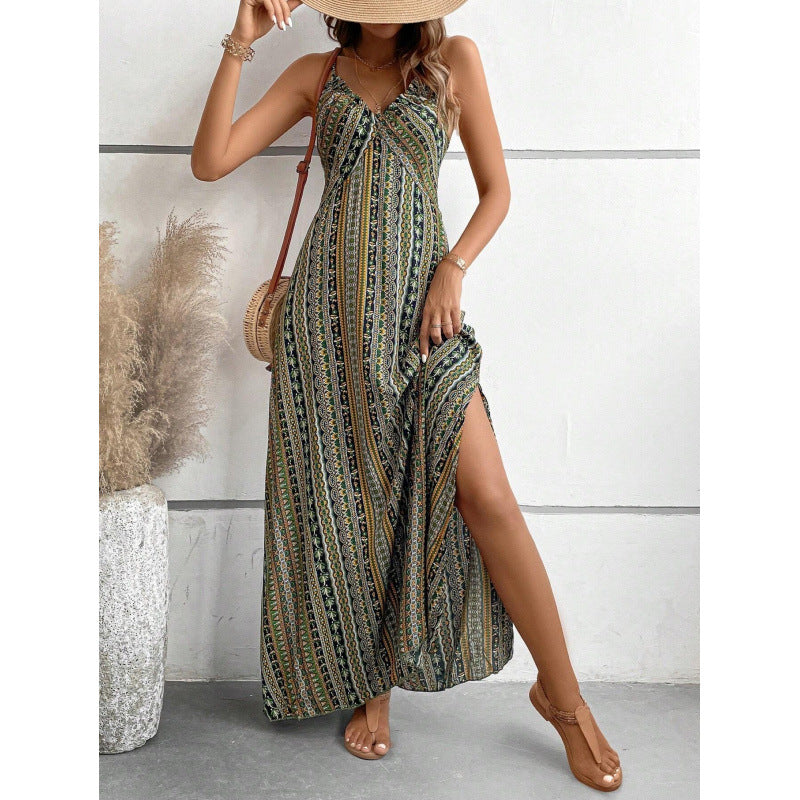 Robe longue fendue à fines bretelles pour femme par berg-feldt