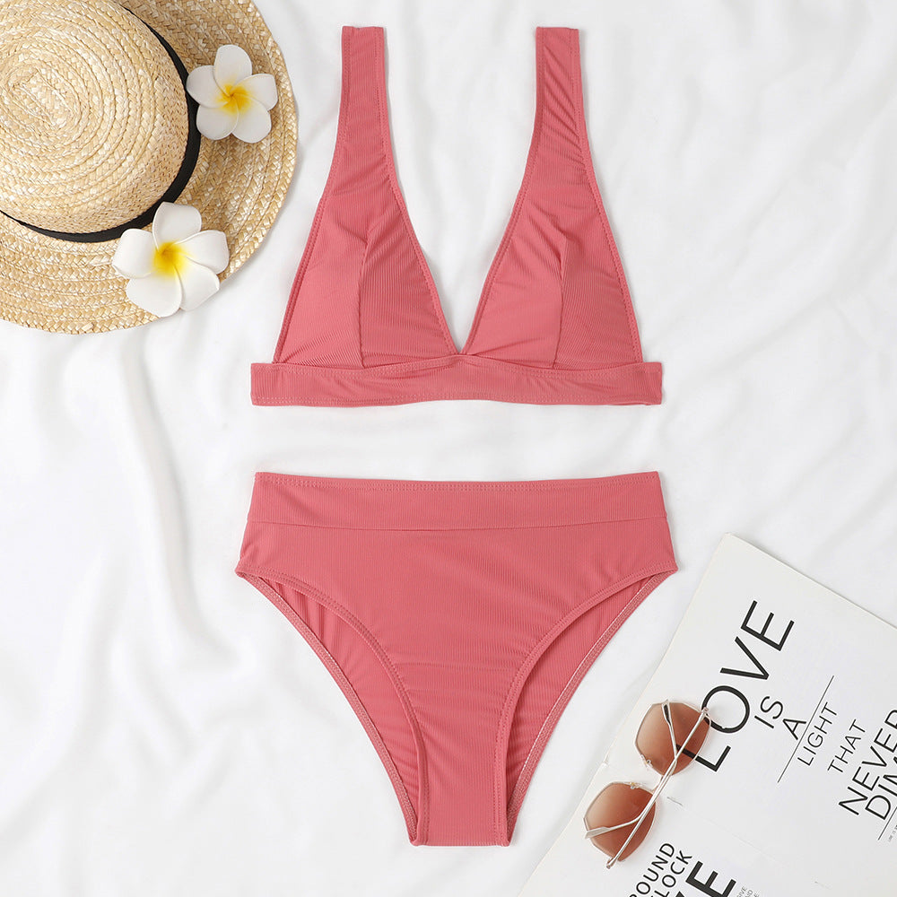 Ensemble de bikini taille haute et décolleté en V profond pour femme de berg-feldt