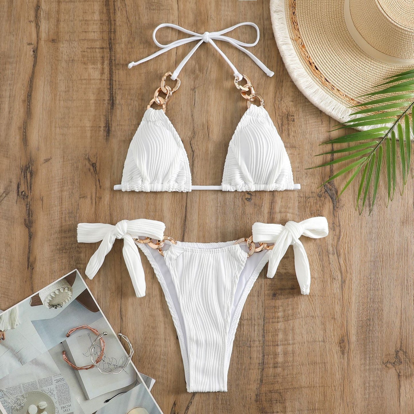 Ensemble de bikini triangle, côtelé et à lanières ajustables de berg-feldt