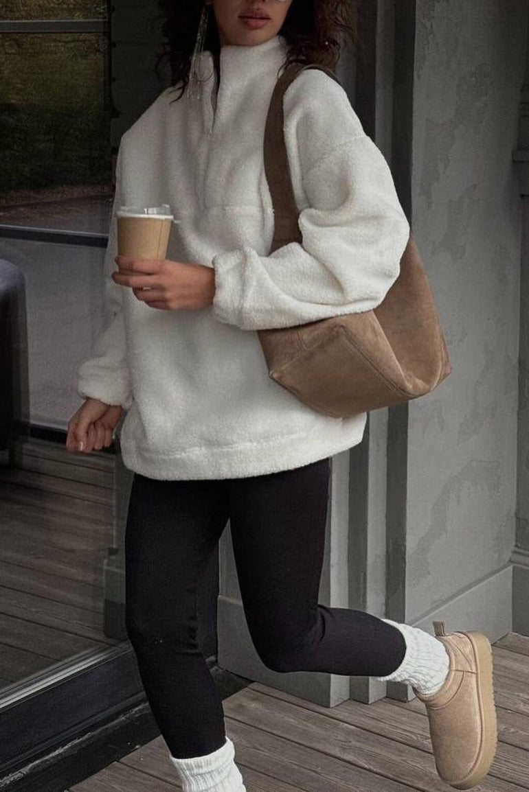 Berg-Feldt | Sherpa Halb Reißverschluss Stehkragen Sweatshirt