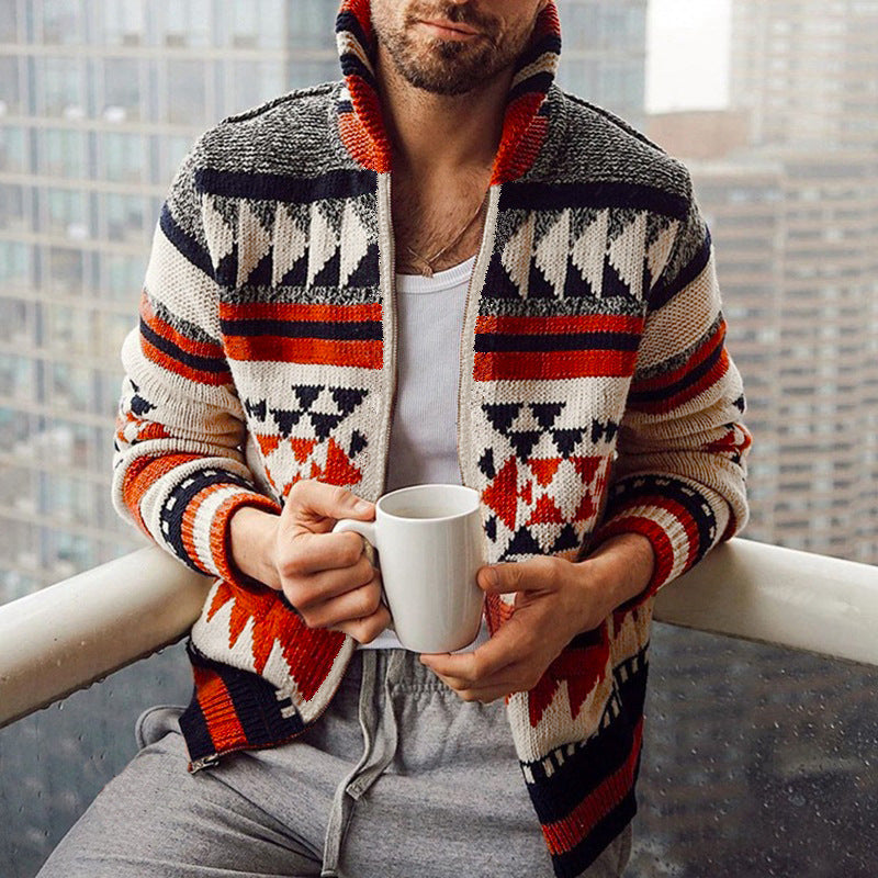 Cardigan homme à motif géométrique et col montant Berg-Feldt