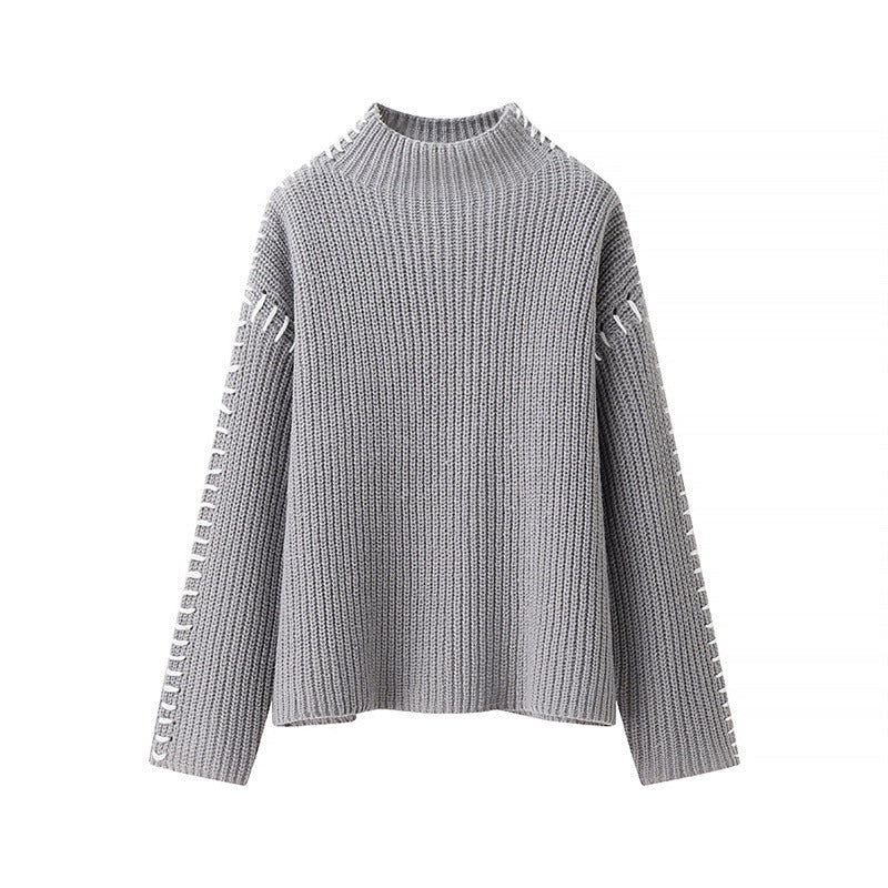 Pull en grosse maille femme avec col montant et détails décoratifs Berg-Feldt