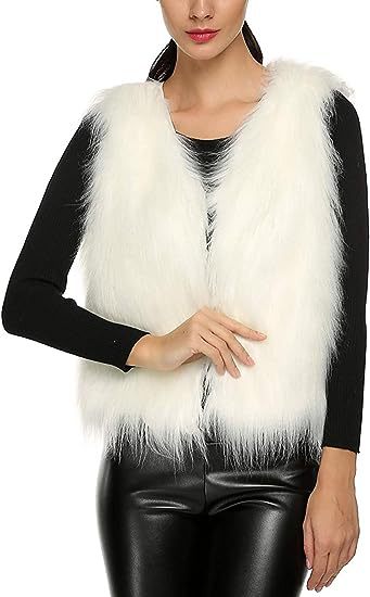 Gilet long sans manches en fausse fourrure duveteuse pour femme, avec doublure douce Berg-Feldt