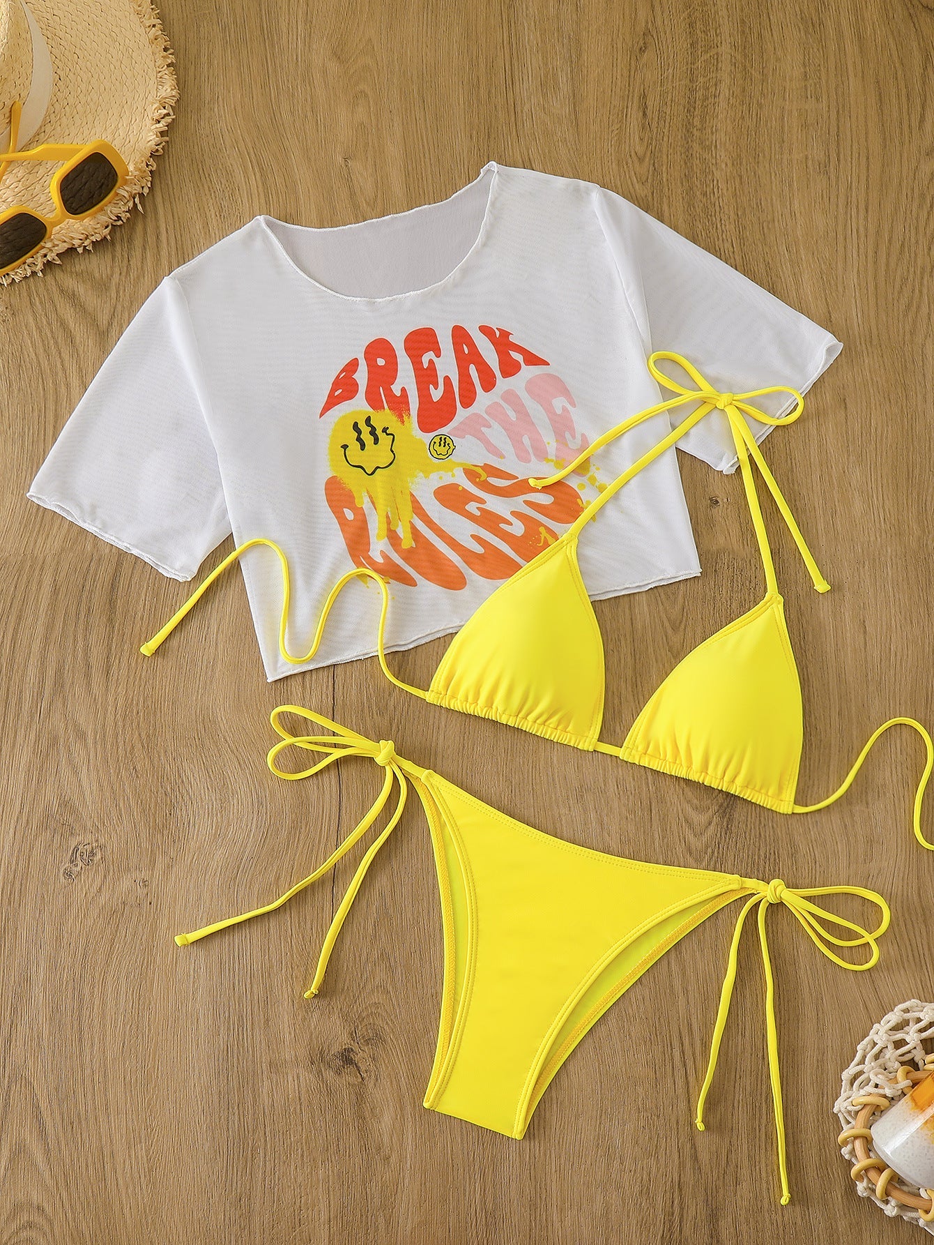 Ensemble bikini crop top et short de bain noué Berg-Feldt pour femme avec imprimé amusant