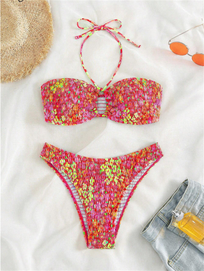 Frauen Neckholder Raffung Bikini Set mit verstellbaren Bändern berg-feldt