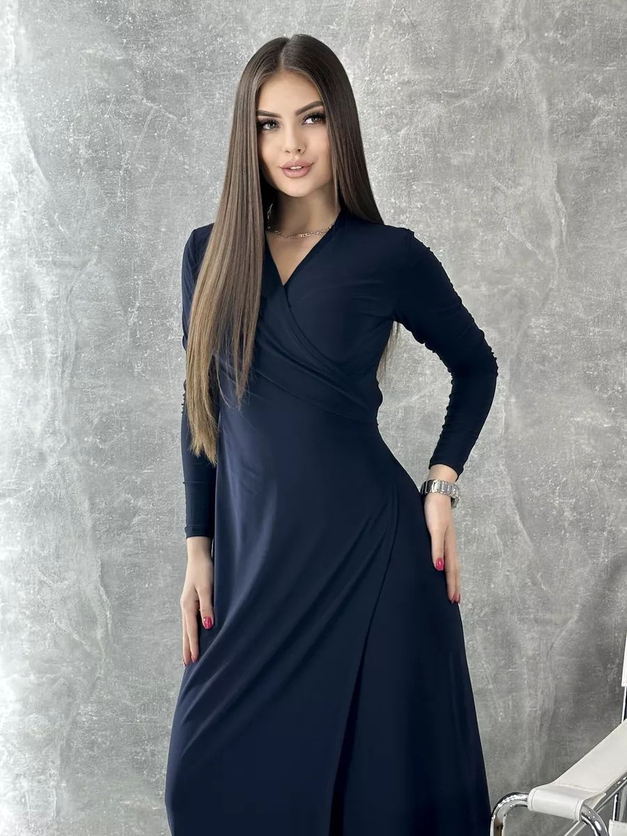 Elegant wrap dress for women with a deep V-neck and gathering by berg-feldt