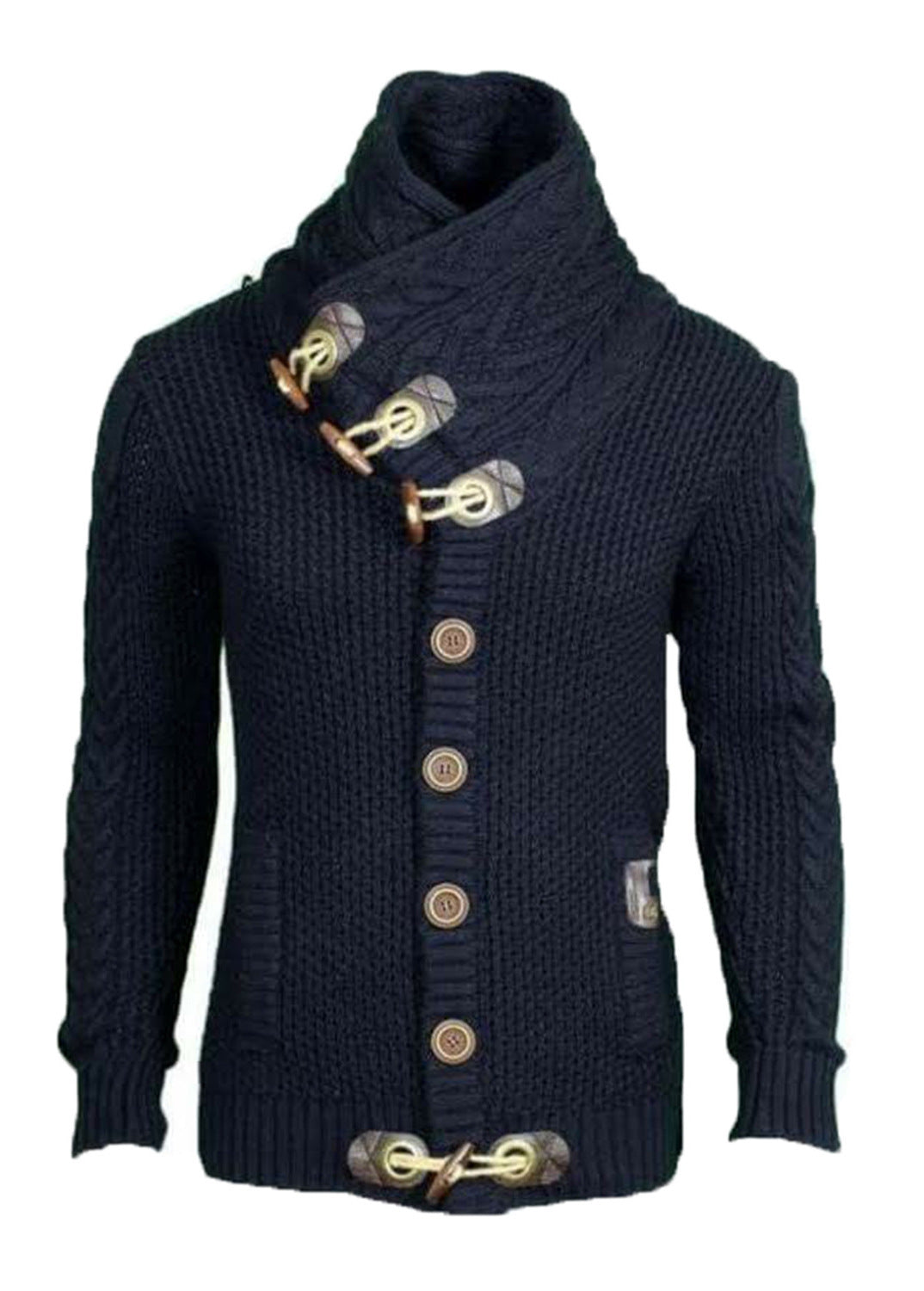 Herren Strickjacke mit asymmetrischem Kragen und einzigartigem Knopfdesign Berg-Feldt