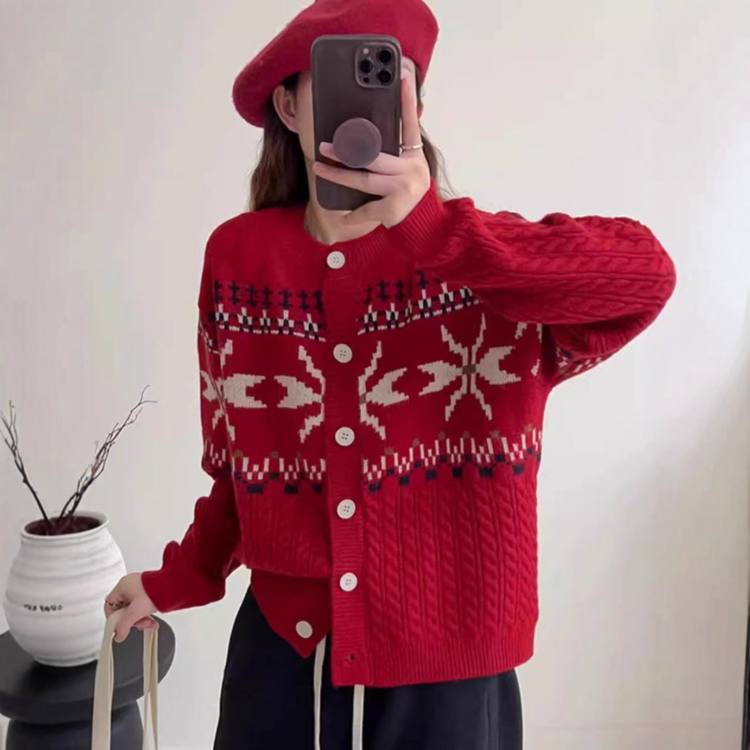 Gilet tricoté pour femmes avec motifs traditionnels et gros boutons Berg-Feldt
