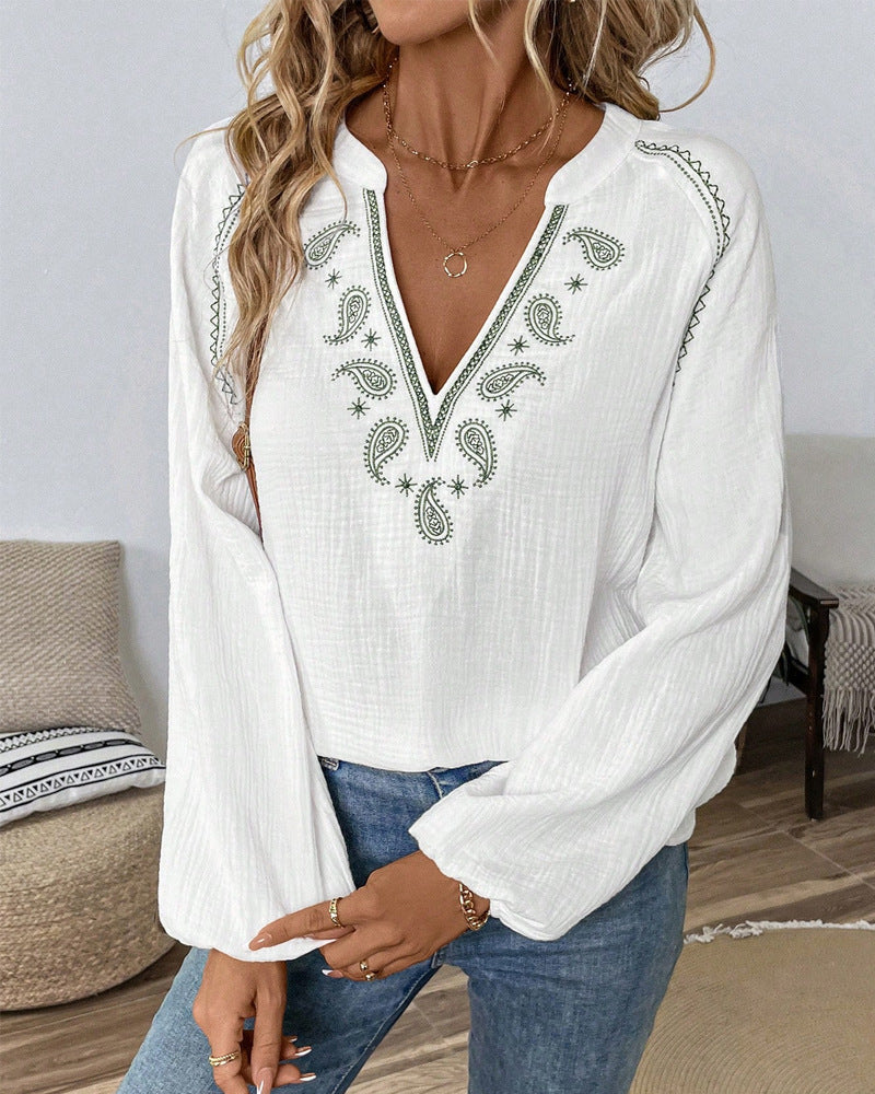 Blouse pour femme avec broderie folklorique et manches larges de berg-feldt