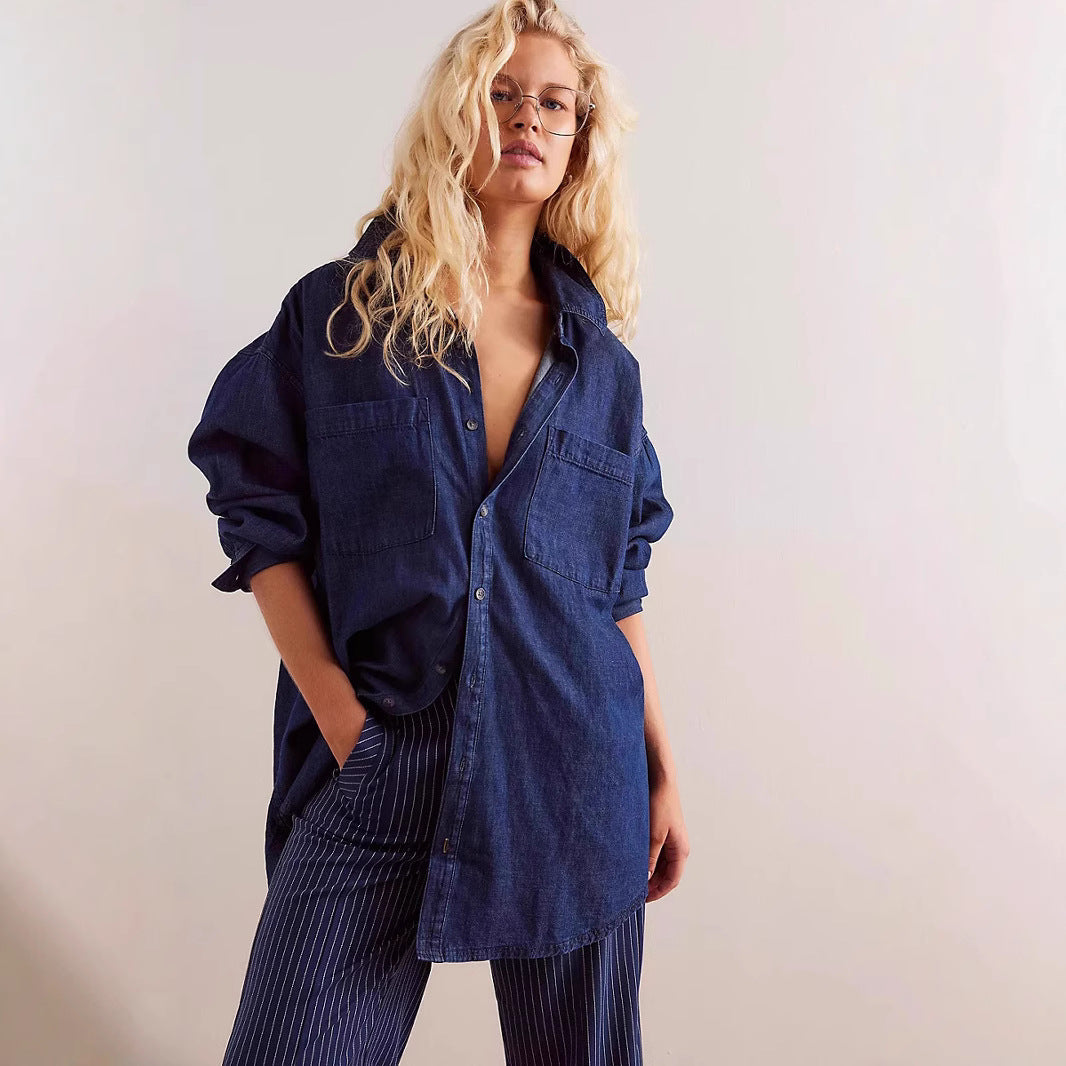 Chemise en jean oversize pour femme avec poches plaquées Berg-Feldt