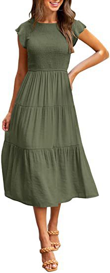 Midikleid für Damen mit elastischem Oberteil und fließendem Rock von berg-feldt