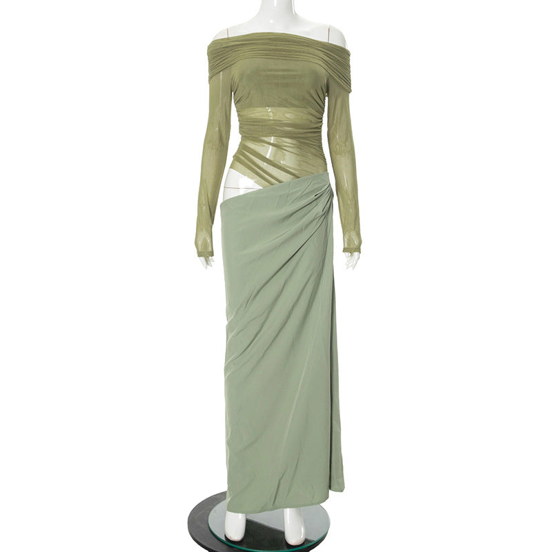 Robe longue élégante pour femme avec fronces et décolleté épaules dénudées de berg-feldt