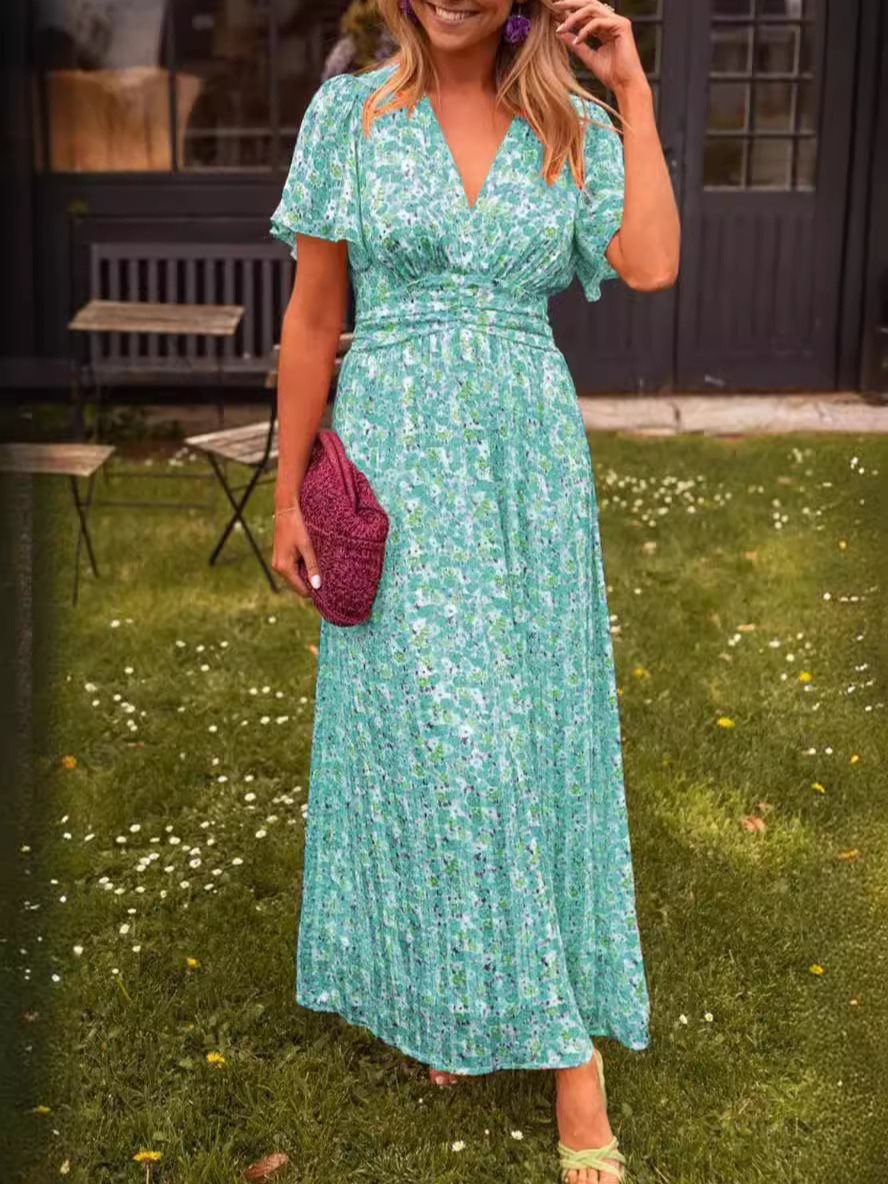 Elegantes Maxikleid mit V-Ausschnitt und Puffärmeln von berg-feldt