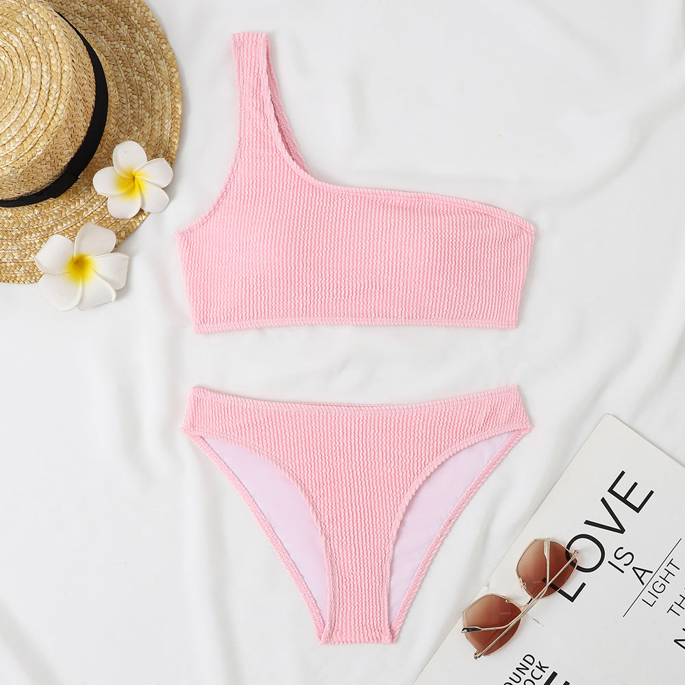 Berg-Feldt Ensemble de bikini côtelé asymétrique pour femme 1750839266